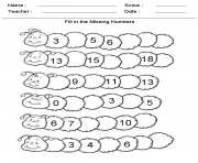 Printable fill in the numbers kindergarten worksheets coloring pages